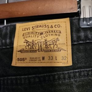 505 Mens Levi Black Jeans 33x32